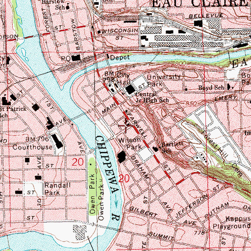 Topographic Map of Christ Episcopal Church, WI