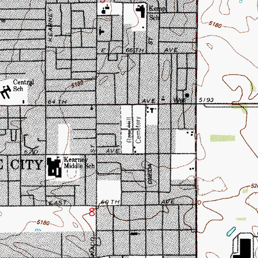 Topographic Map of Rose Hill Cemetery, CO