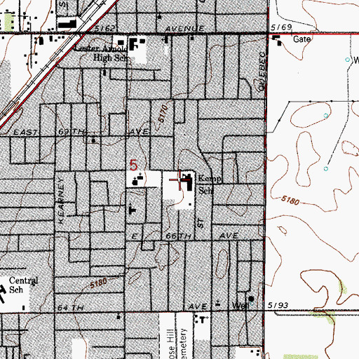 Topographic Map of Kemp Elementary School, CO
