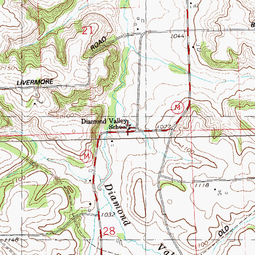 Topographic Map of Diamond Valley School, WI