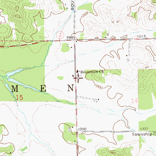 Topographic Map of Drammen Lutheran Cemetery, WI