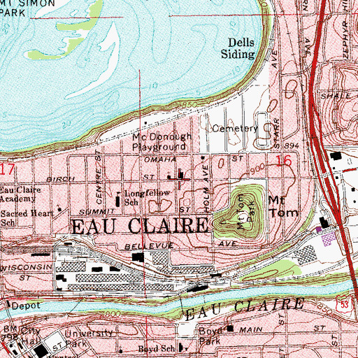 Topographic Map of English Lutheran Church of Our Redeemer, WI