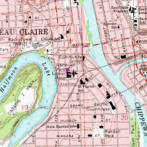 Topographic Map of Epiphany Evangelical Lutheran Church, WI