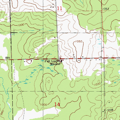 Topographic Map of Evergreen School (historical), WI
