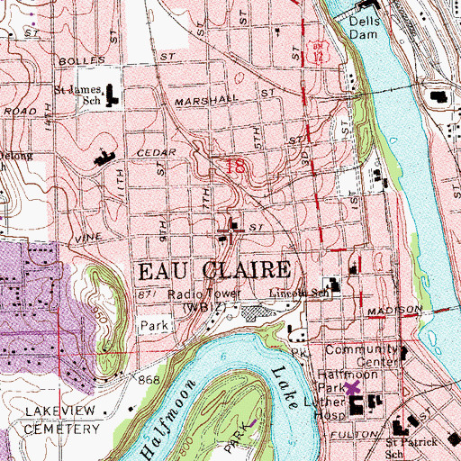 Topographic Map of Fire Station Number 4, WI