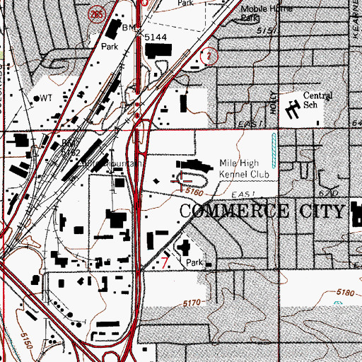 Topographic Map of Mile High Greyhound Park, CO