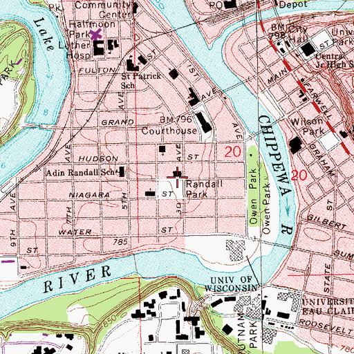 Topographic Map of First Congregational Church, WI