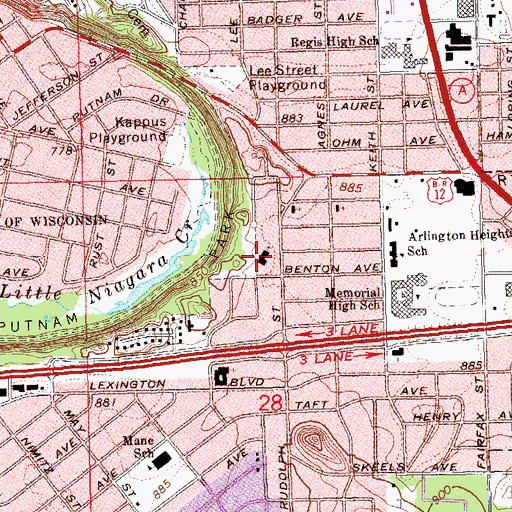 Topographic Map of First Presbyterian Church, WI