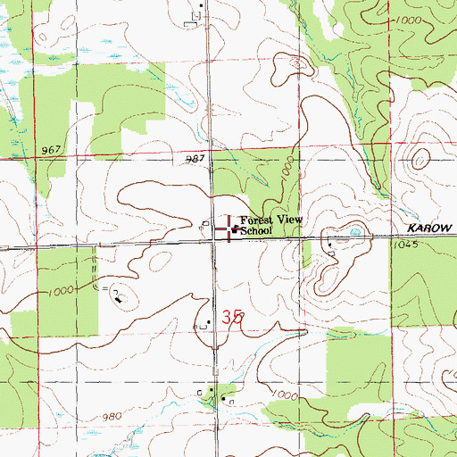 Topographic Map of Forest View School, WI