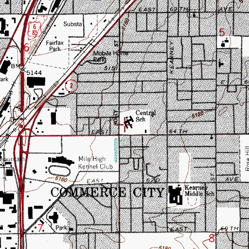 Topographic Map of Central Elementary School, CO