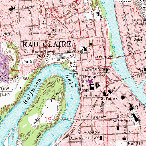 Topographic Map of Half Moon Beach, WI