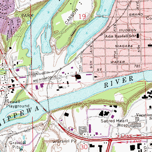 Topographic Map of Hobbs Ice Arena, WI