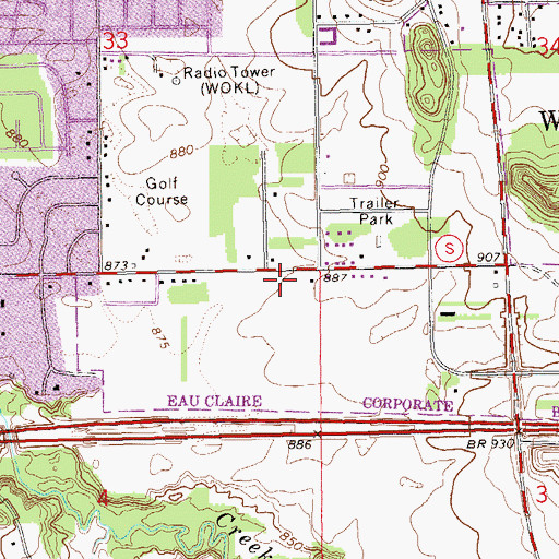 Topographic Map of Hope United Methodist Church, WI