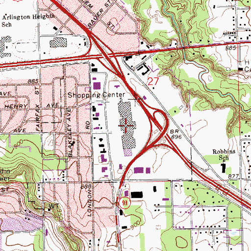 Topographic Map of London Square Mall Shopping Center, WI