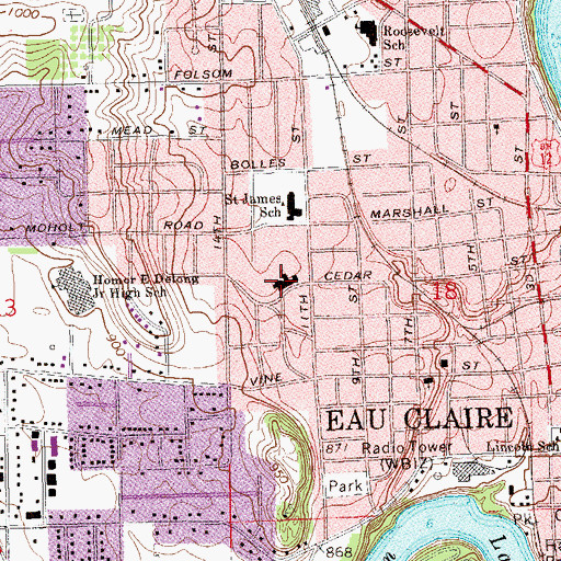 Topographic Map of Lutheran Church of the Good Shepherd, WI