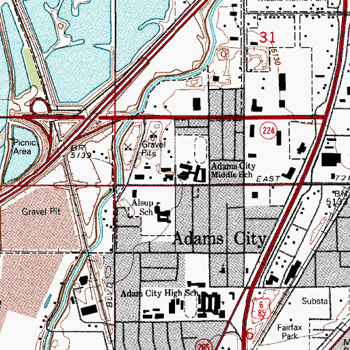 Topographic Map of Adams City Middle School, CO