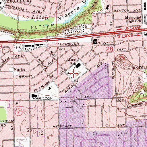 Topographic Map of Manz Playground, WI