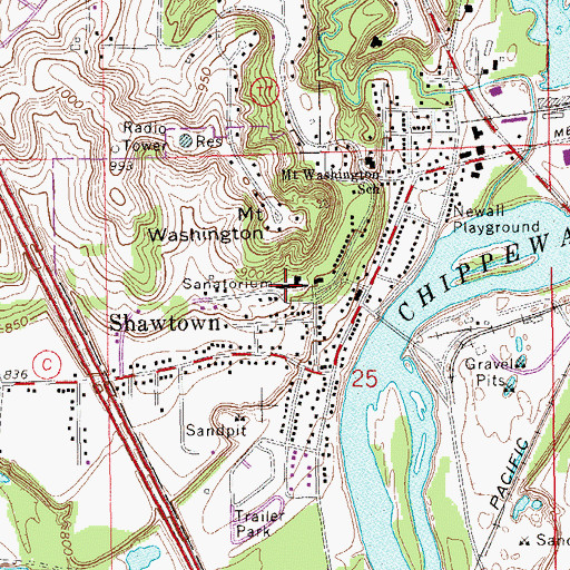 Topographic Map of Mount Washington Sanatorium, WI