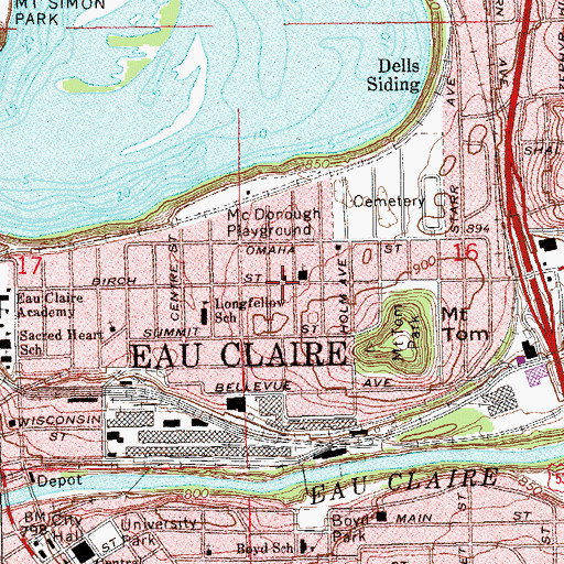 Topographic Map of North Presbyterian Church, WI