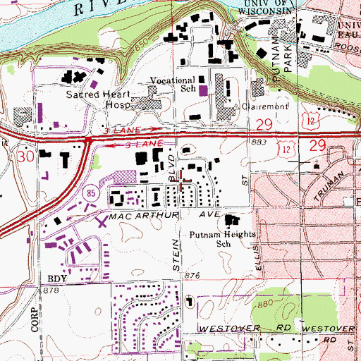 Topographic Map of Northwest Reading Clinic, WI