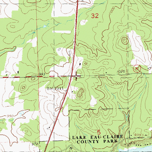 Topographic Map of Oak Ridge School (historical), WI