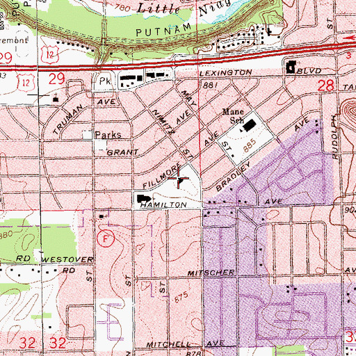 Topographic Map of Peace Lutheran Church, WI