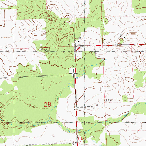 Topographic Map of Pine Grove School (historical), WI