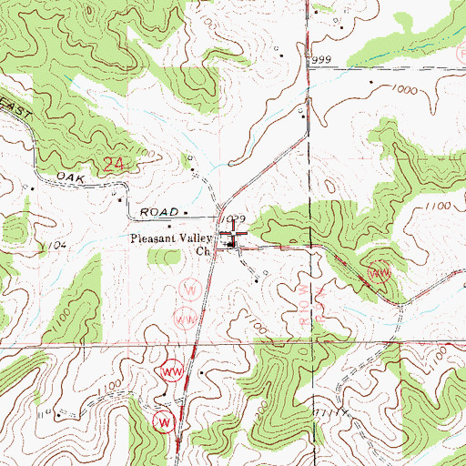 Topographic Map of Pleasant Valley Norwegian Lutheran Cemetery, WI