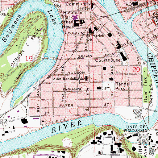 Topographic Map of Randall Playground, WI