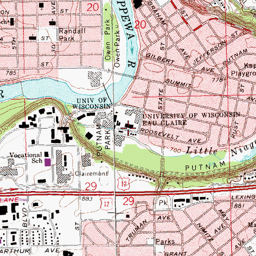 Topographic Map of Richard E Hibbard Humanities Hall, WI