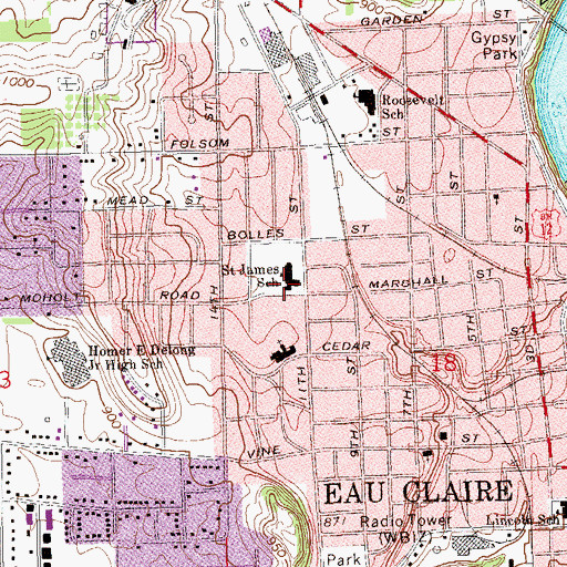 Topographic Map of Saint James the Greater Catholic Church, WI