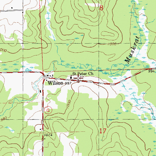 Topographic Map of Saint Peter Cemetery, WI