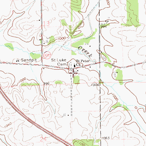 Topographic Map of Saint Peter Lutheran Cemetery, WI