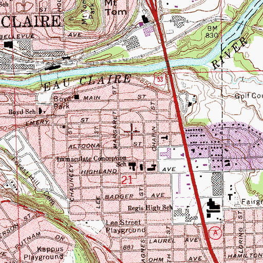 Topographic Map of Seventh Day Adventist Church, WI