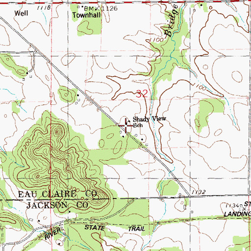 Topographic Map of Shady View School, WI