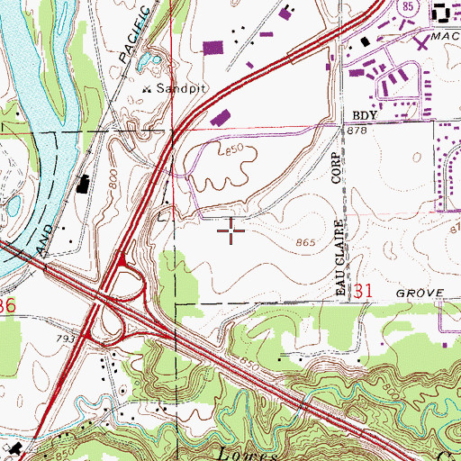 Topographic Map of Sky Park Industrial Center, WI