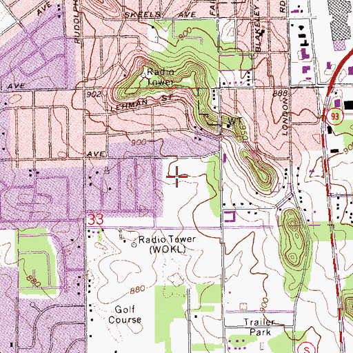 Topographic Map of South Middle School, WI