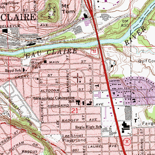 Topographic Map of Temple Sholom, WI