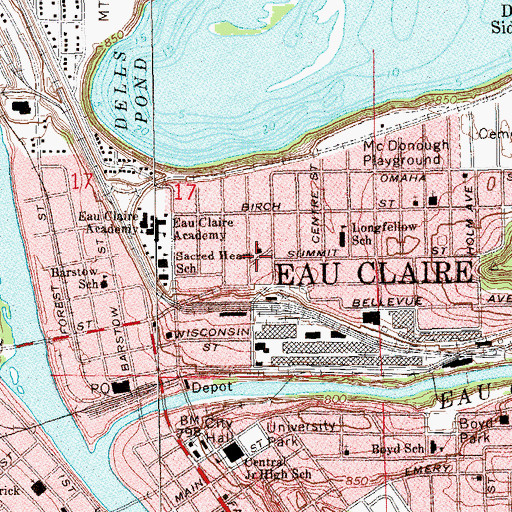 Topographic Map of Trinity Baptist Church, WI