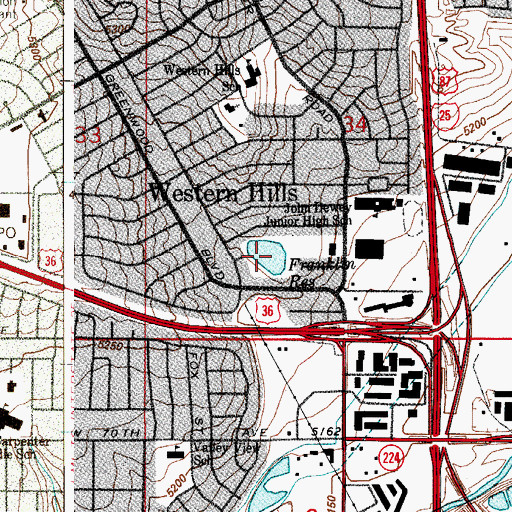 Topographic Map of Franklin Reservoir, CO