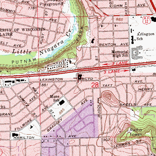 Topographic Map of Trinity Lutheran Church, WI