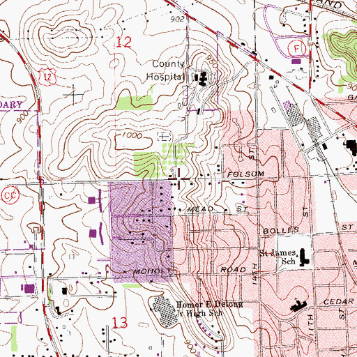 Topographic Map of Unity Christ Center, WI
