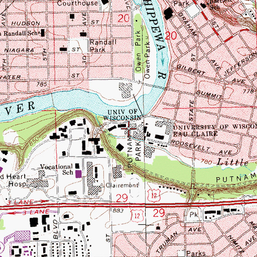 Topographic Map of William D McIntyre Library, WI