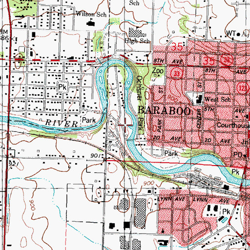 Topographic Map of Attridge Park, WI