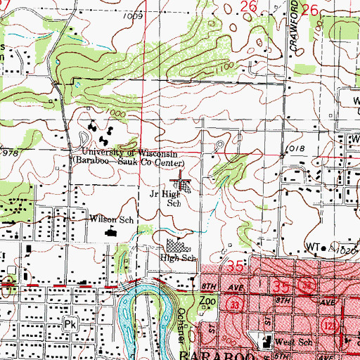Topographic Map of Jack Young Middle School, WI