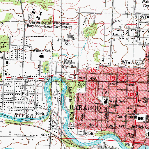 Topographic Map of Bethel Memorial Baptist Church, WI