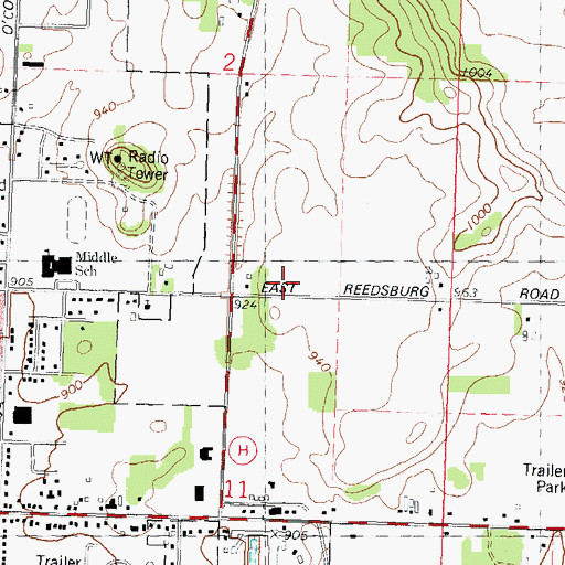 Topographic Map of Bible Baptist Church, WI