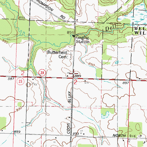 Topographic Map of Butterfield School (historical), WI