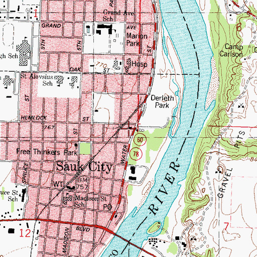 Topographic Map of Calvary Baptist Church, WI