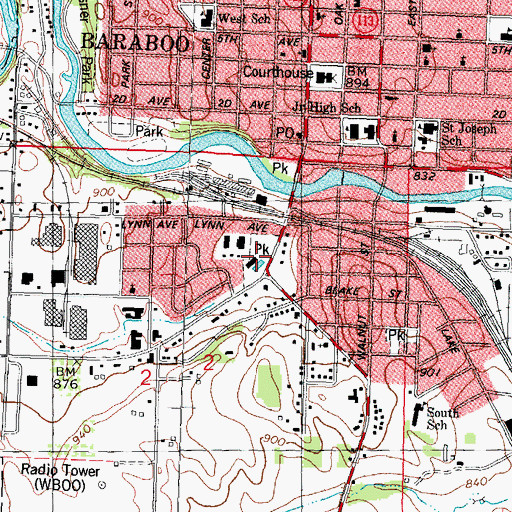 Topographic Map of Campbell Park, WI